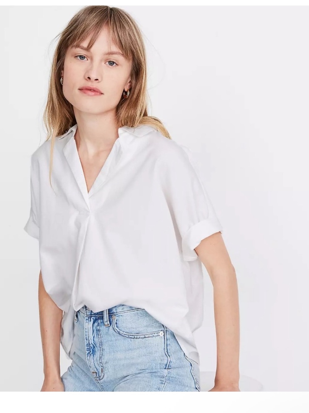Madewell White Relaxed Park Popover Shirt